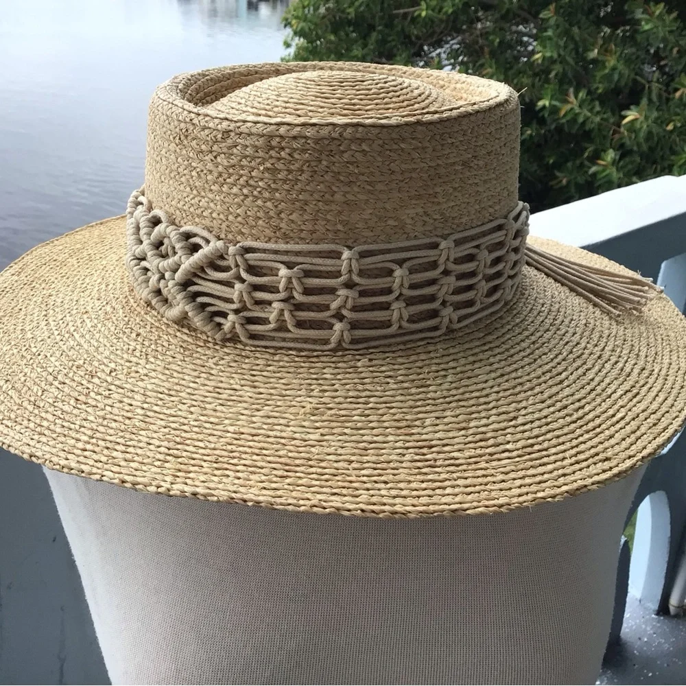 San Diego Hat Company Sandy Beach Women’s Raffia Telescope Boater Wide Brim Hat - Picture 7 of 16